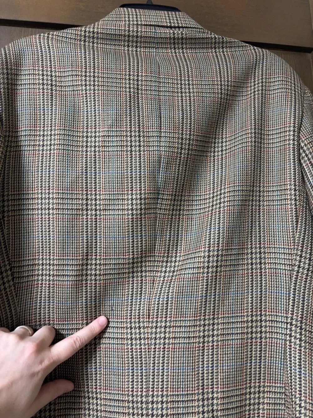 Donna Karan Hand Tailored Made in USA Vintage Couture Brown Plaid Blazer 40 Long